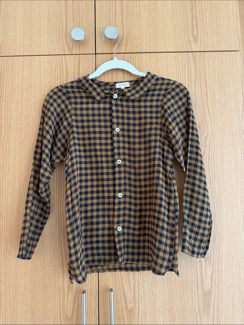 MABO checkered cotton linen Button-down shirt size 10/11